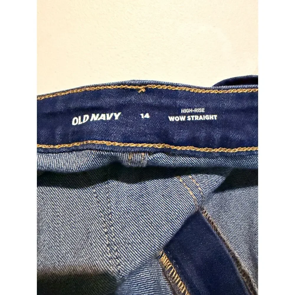 Old Navy High Rise Wow strait women's jeans 14 euc dark denim